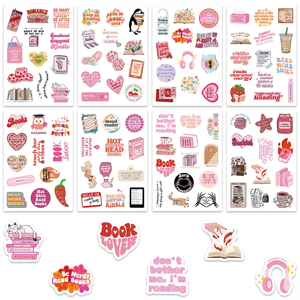 50 pièces Smutty Dark Romance Bookish lecteur d'épices fille dessin animé Booktok autocollant esthét
