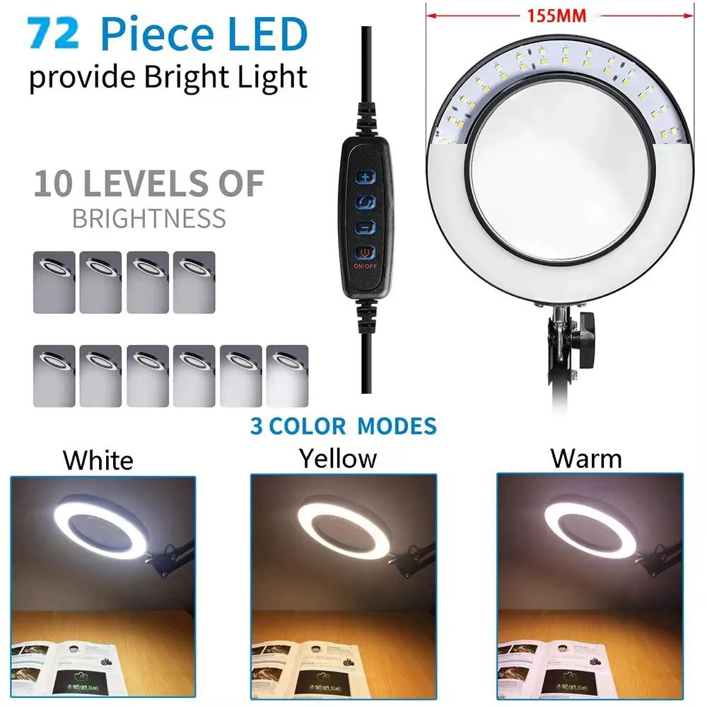 72LED 8X/10X NOUVEAU Lumineux Loupe USB 3 Couleurs LED Loupe pour Fer À Souder Réparation/Lampe de T