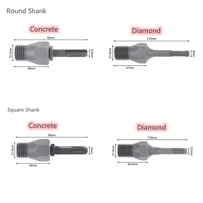 Adaptateur de perceuse électrique SDS Plus 13 mm avec tige de connexion M22 pour foret diamanté à qu