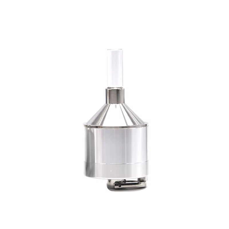 Broyeur manuel en métal de 44 mm de diamètre, broyeur à poudre avec entonnoir inférieur en verre