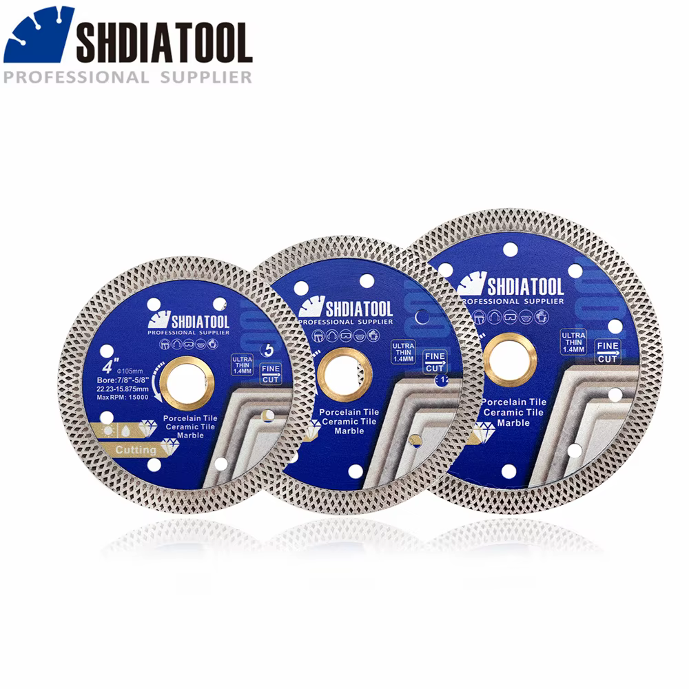 SHDIATOOL 1pc 4/4.5/5 pouces disque de coupe maille superfin granit marbre Turbo lame porcelaine car