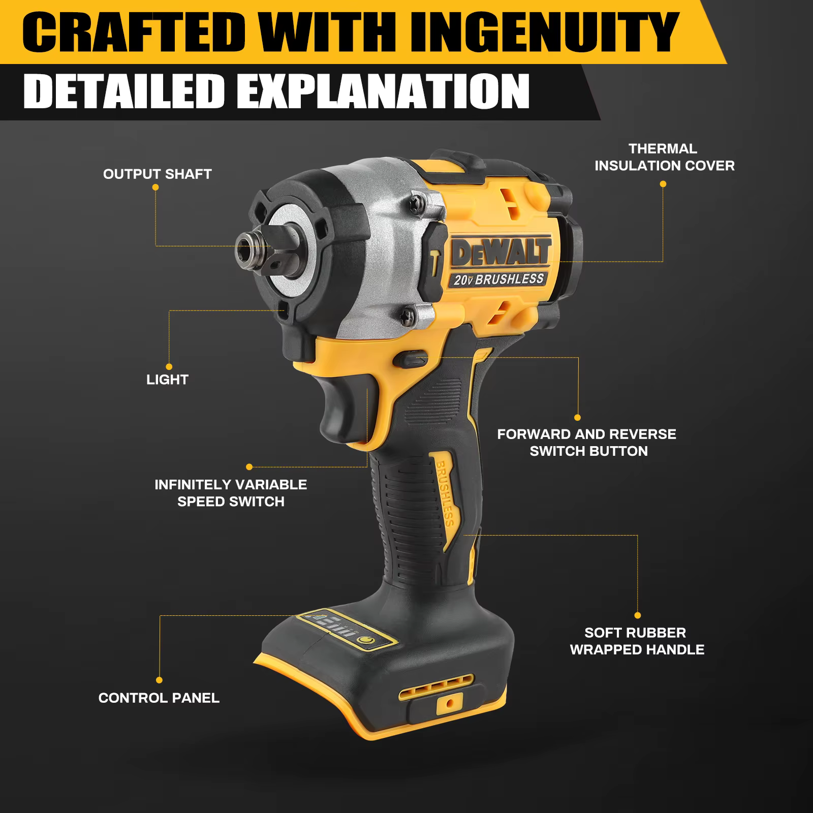 DEWALT DCF921 clé sans fil maximale atomique 20V clé à chocs sans fil 1/2 pouces clé de charge à vit