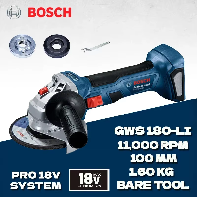 BOSwivel-Meuleuse d'angle sans fil GWS 180-LI, moteur sans balais, machine de découpe portable aste,