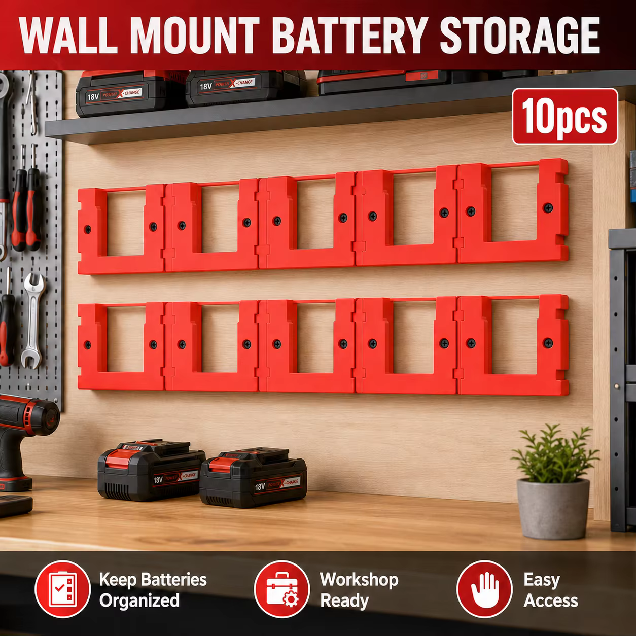 Support mural portable pour batterie, 10 pièces, pour batterie Einhell Power X-Change, support de ra