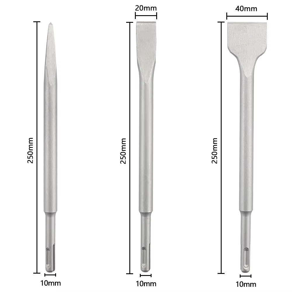 Jeu de ciseaux de 250 mm avec queue SDS Plus pour marteau perforateur électrique, ciseaux plats à po