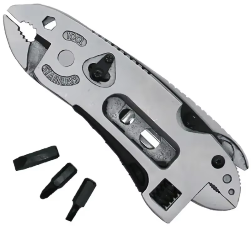 Clé multi-outils réglable, outil de poche multifonctionnel en acier inoxydable, clé croisée, tournev
