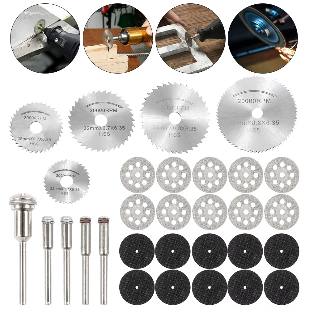 Jeu de Mini lames de scie circulaire, meule de ponçage, disque de coupe pour accessoires Dremel, out