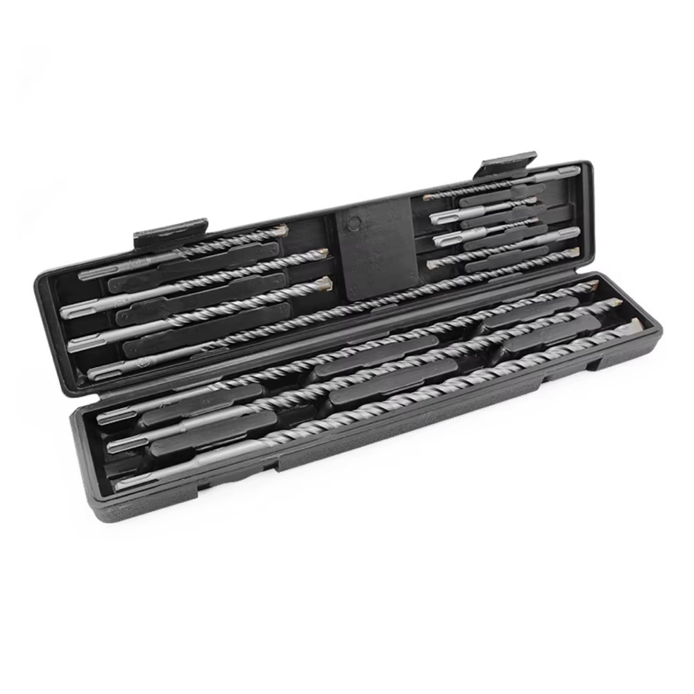 Jeu de Forets Longs Circulants SDS Plus, Tige en Carbure, Pointe Plate, Diamètre-5 ~ 20mm avec Étui 