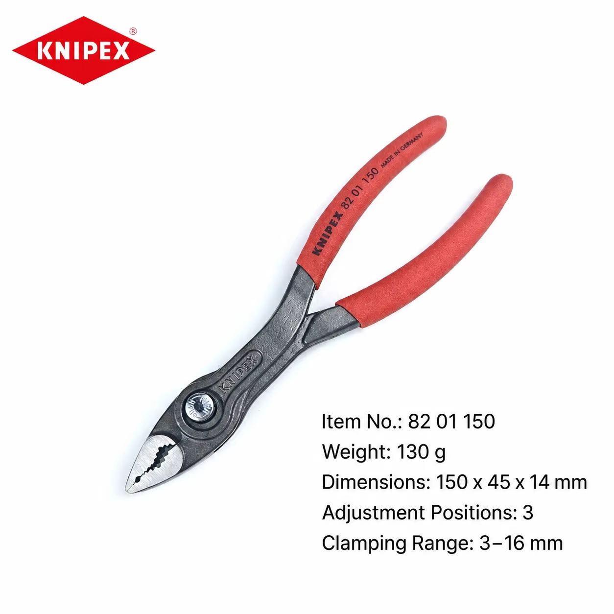 Knipex 8201150 8201200 8201250 Pinces à double poignée TwinGrip 6" 8" 10" Pinces à poignée avant et 