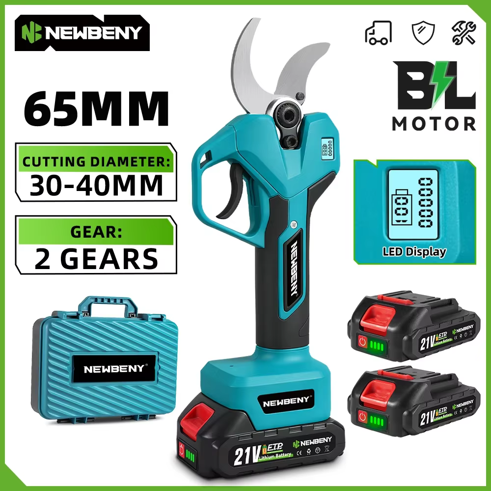 NewBeny – sécateur électrique sans balais, 2 vitesses, 65mm, cisaille pour arbres fruitiers, bonsaï,