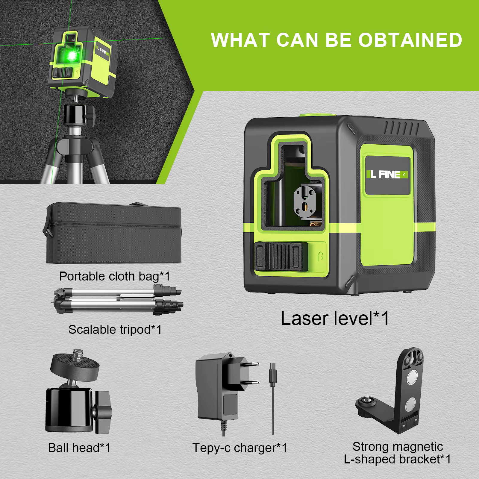 Lfine Laser niveau 2 lignes niveau professionnel Laser horizontal Vertical niveau Laser automatique