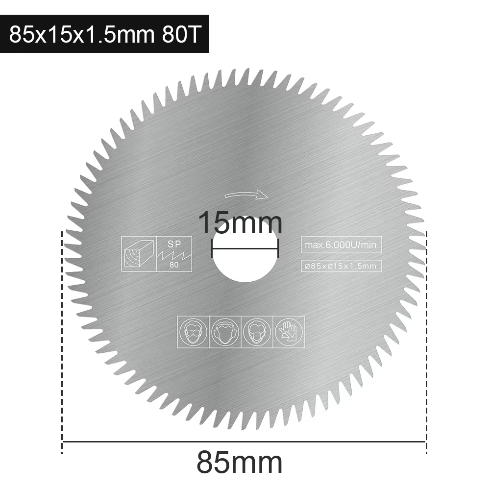 XCAN 1/3/5 pièces 85mm Mini lame de scie circulaire alésage 10/15mm 80 dents disque de coupe en acie