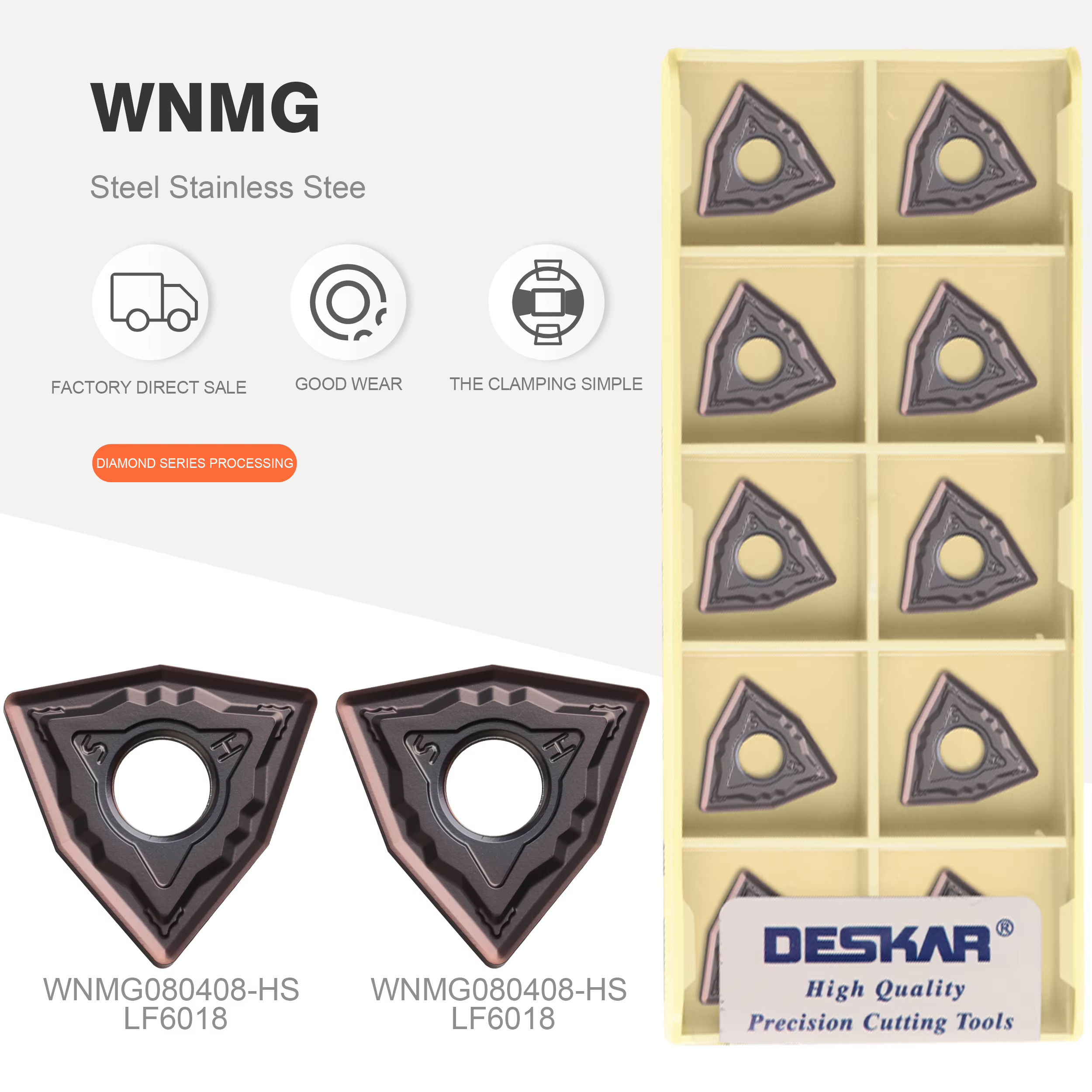 DESKAR WNMG080404 WNMG080408 MA MS JMS MQ HS HA GS LF6018 Lames de commande numérique originales de 
