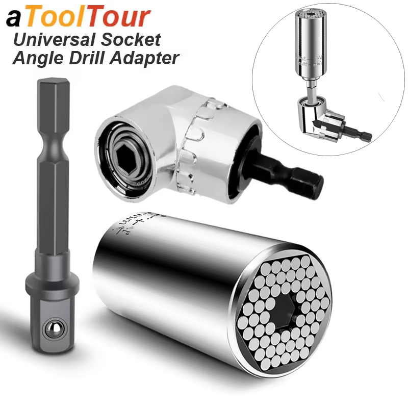 Clé à cliquet à douille universelle, adaptateur de perceuse d'angle, fixation d'extension de pilote,