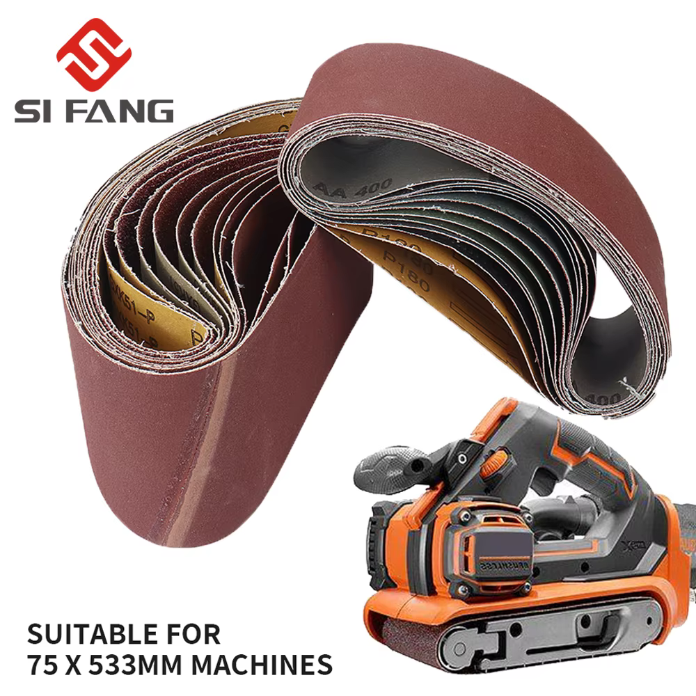 5 pièces 75x533mm bandes abrasives bandes abrasives pour 3x21 ''planseurs fichier ponceuse à bande o