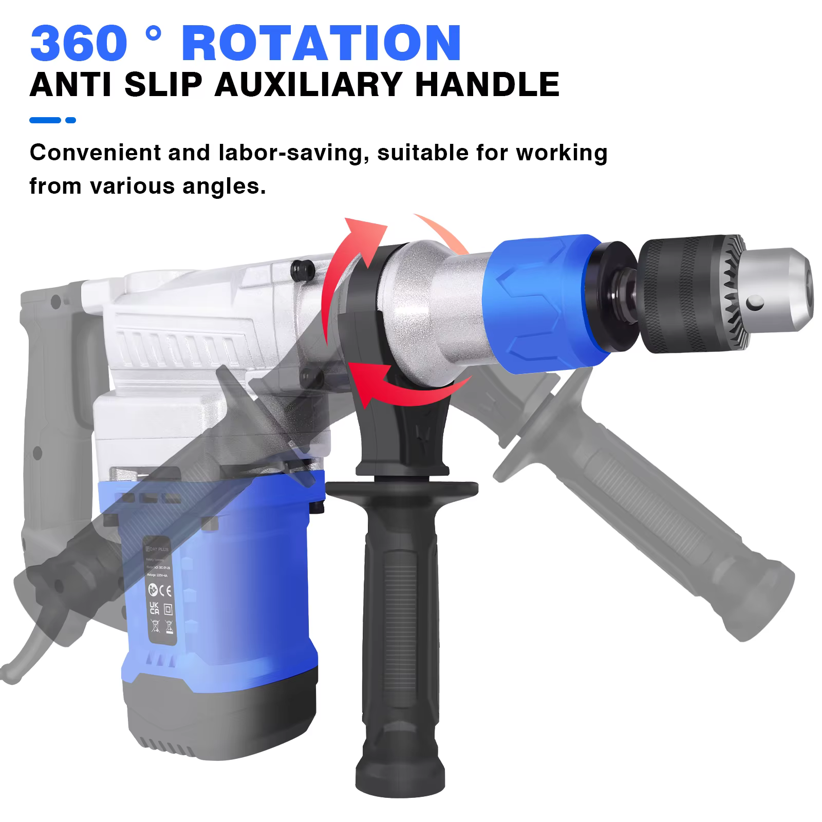 Perceuse à percussion rotative 1500W-6 vitesses réglables, 4 fonctions, marteau de démolition électr