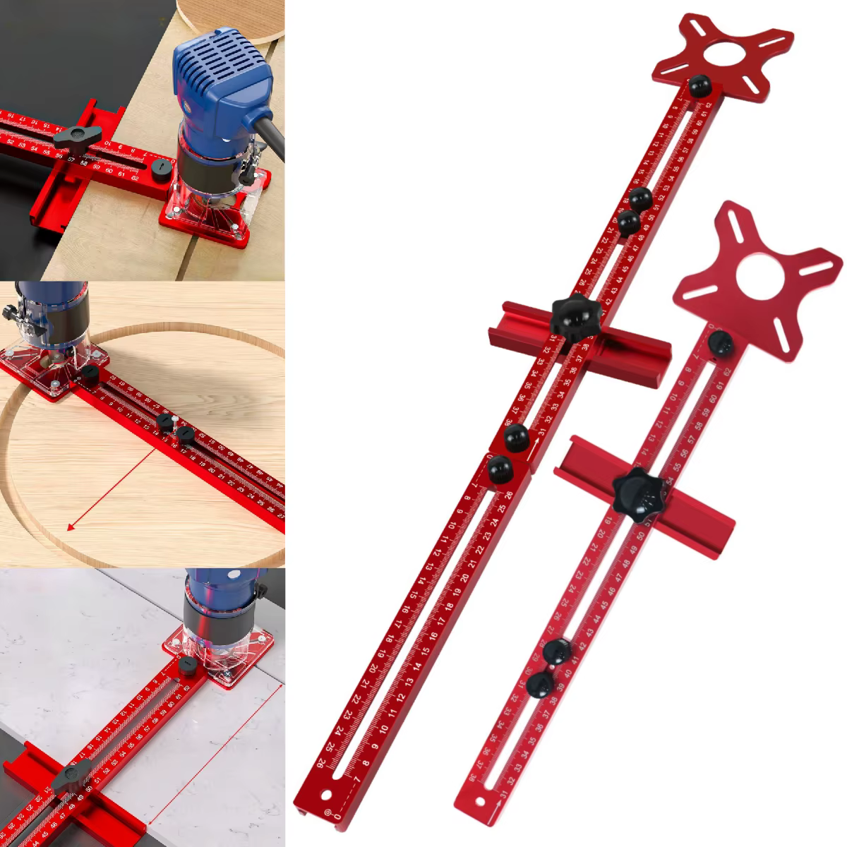 Support de rainure de fraisage de routeur 3 en 1, gabarit de coupe circulaire de routeur à rayon de 