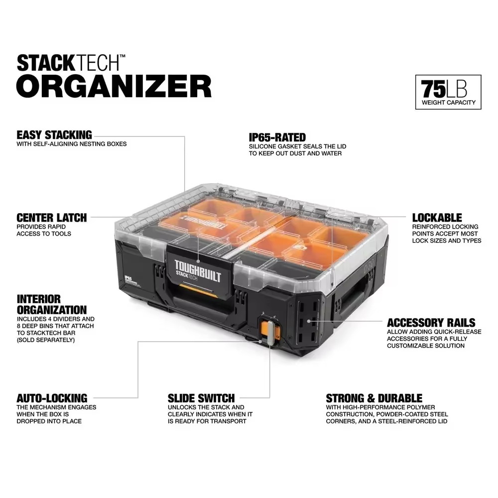 TOUGHBULILT TB-B1-O-30 boîte à outils de rangement multifonctionnelle empilée boîte à outils de pièc