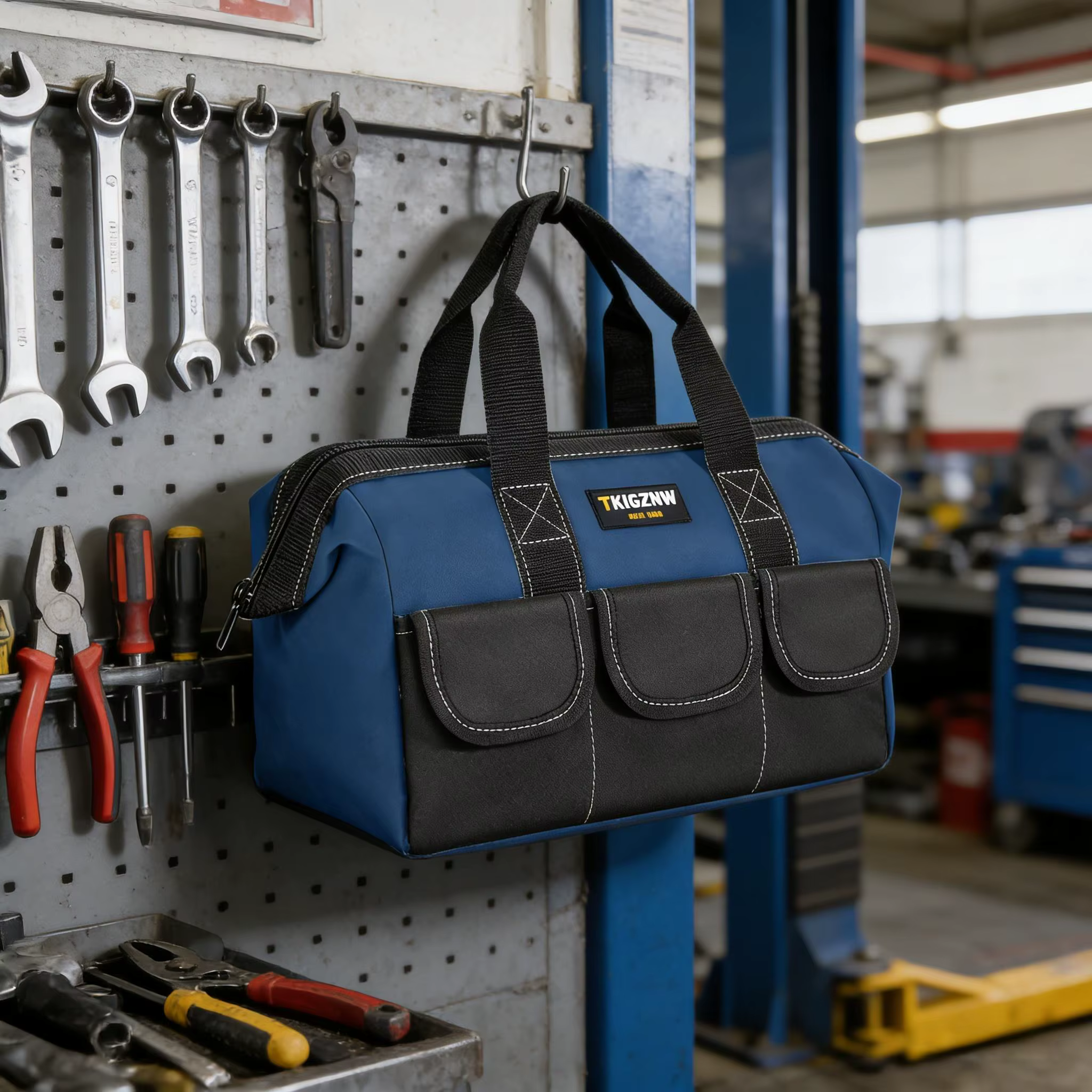 Sac de rangement pour outils TKIGZNW12-17, 17 pouces, bleu, en polyester 1680D, ensemble d'outils co