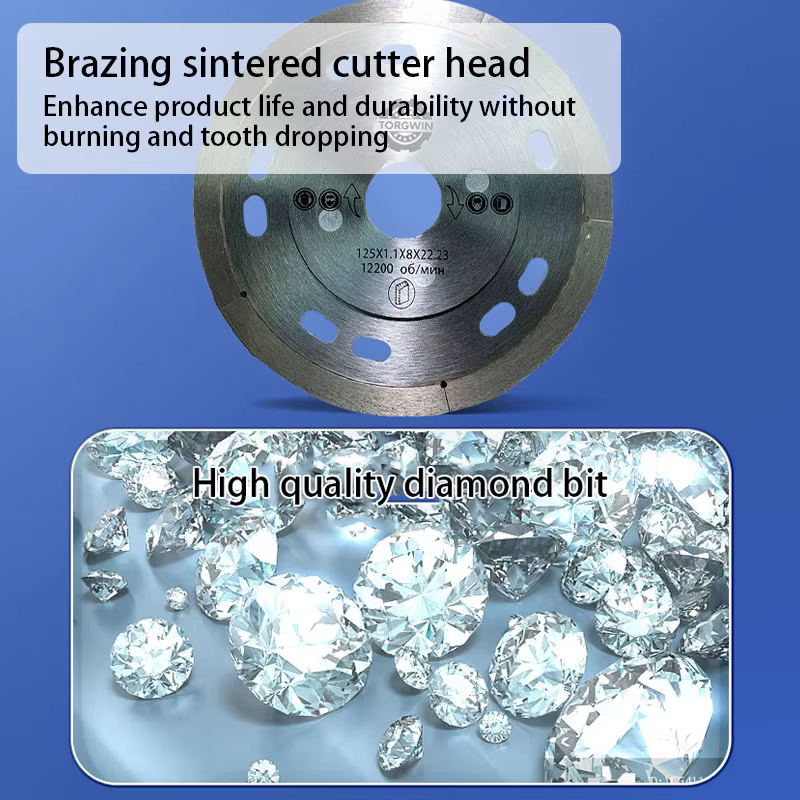 Lame de scie diamantée 125mm, disque de brasage en métal à coupe sèche, meuleuse d'angle à pression