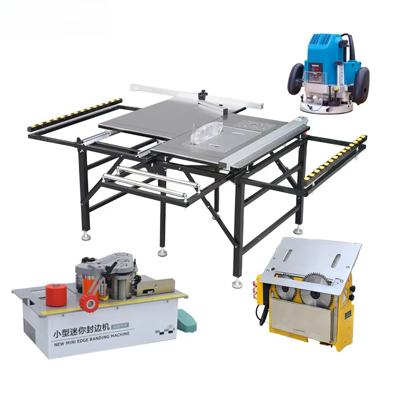 Scie à table multifonctionnelle pliable pour le travail du bois, avec rail de guidage en acier et ta
