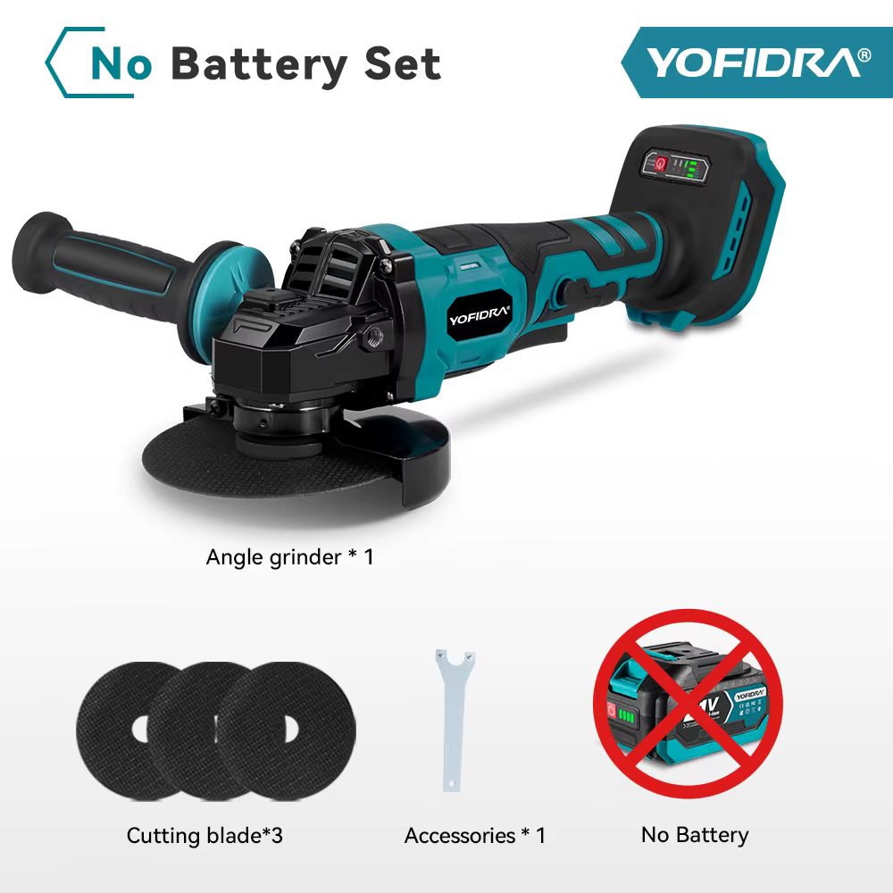 YOFIDRA 125mm meuleuse d'angle électrique sans brosse 3 vitesses polisseuse sans fil coupe outil éle