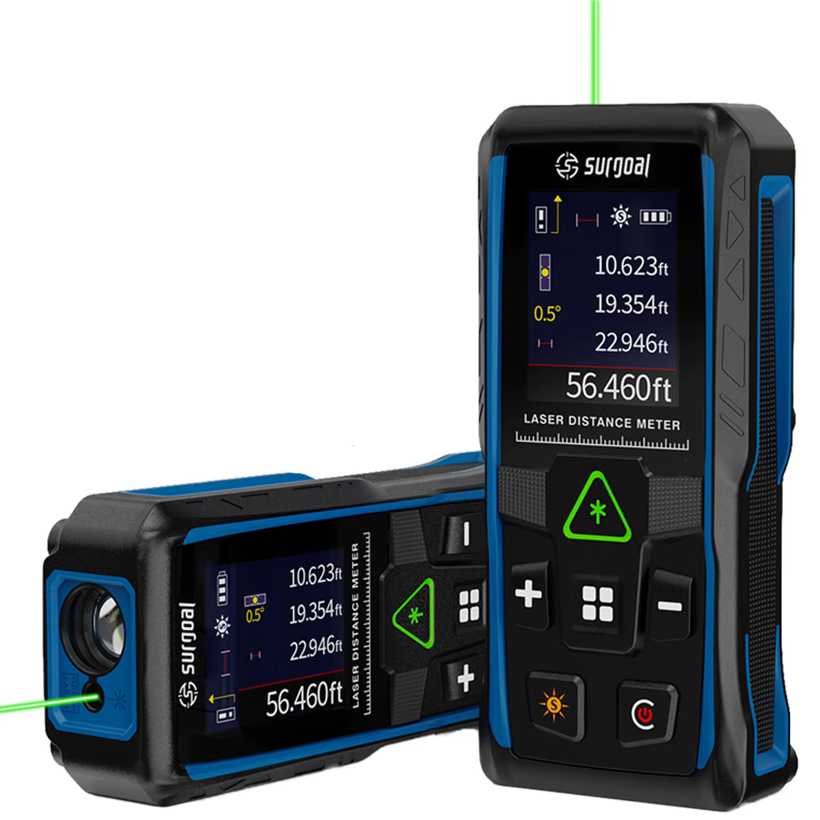 Télémètre Laser vert à écran couleur 100m, multifonction avec niveau numérique, compteur de vibratio