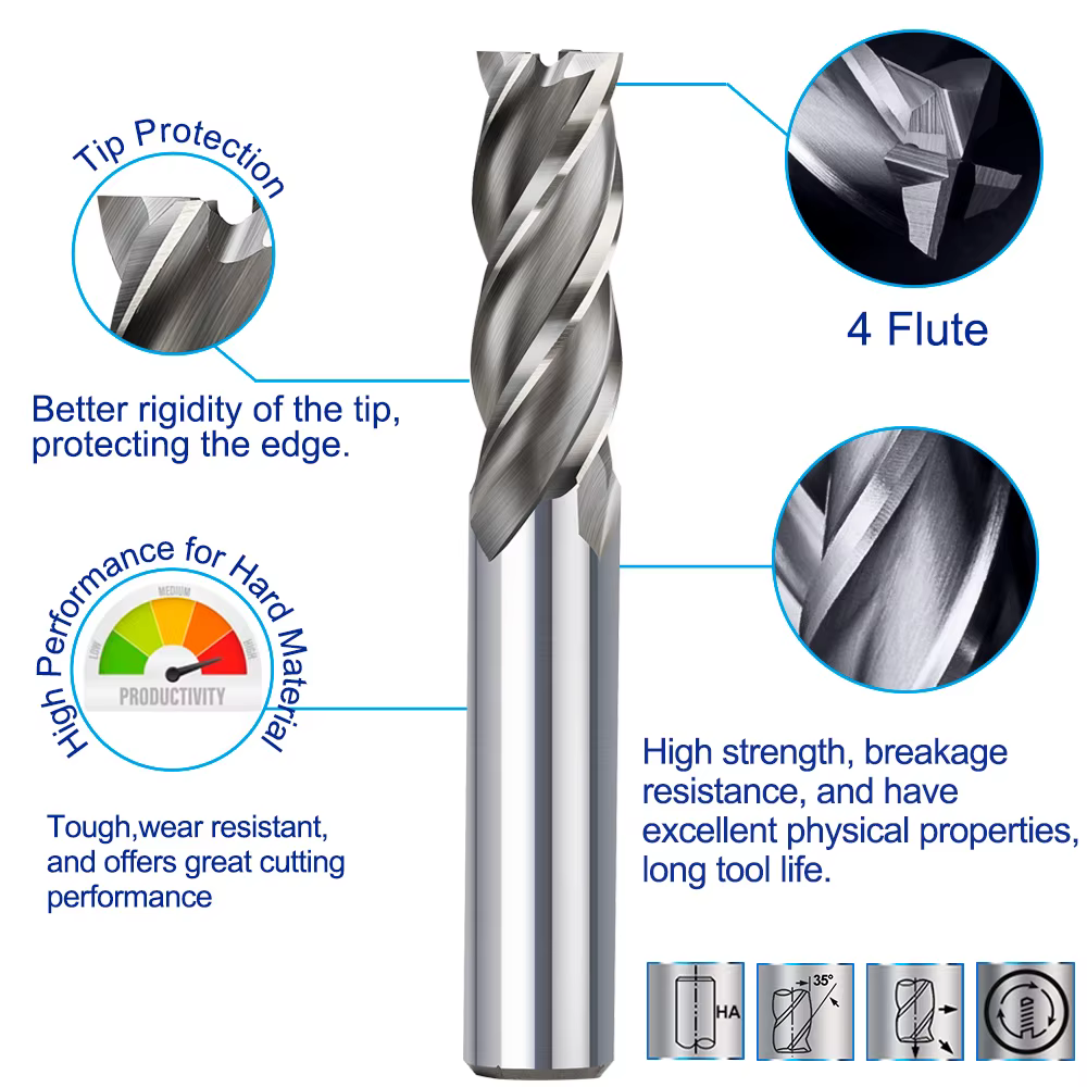 XCAN HSS fraise 4 cannelures fraise 1.5-13mm pour CNC Machine outils de fraisage routeur peu métal c
