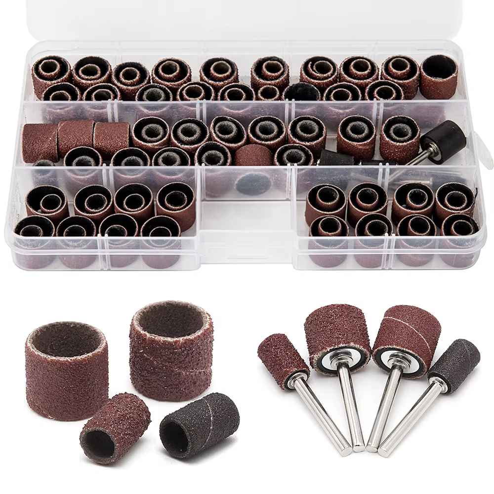 Grain de kit de batterie de ponçage # 80 # 120 manchons Dremel avec mandrin de ponçage, bande de pon