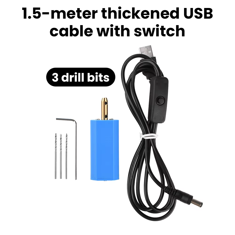Mini perceuse portative avec une vitesse de 10000 tr/min, alimentée par USB, design compact pour pro