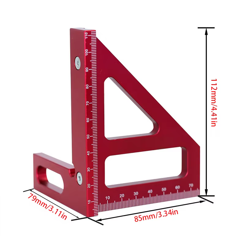 1 pièceSquares et rapporteurs pour le travail du bois, triangles biseautés en alliage d'aluminium, o