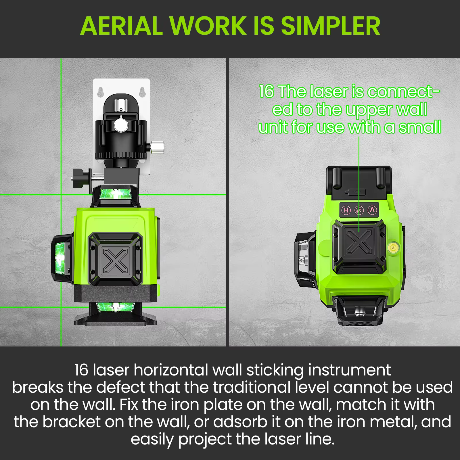 Niveau Laser 4D 16 lignes, ligne verte, auto-nivelant 360 horizontal et vertical, niveau Laser Super