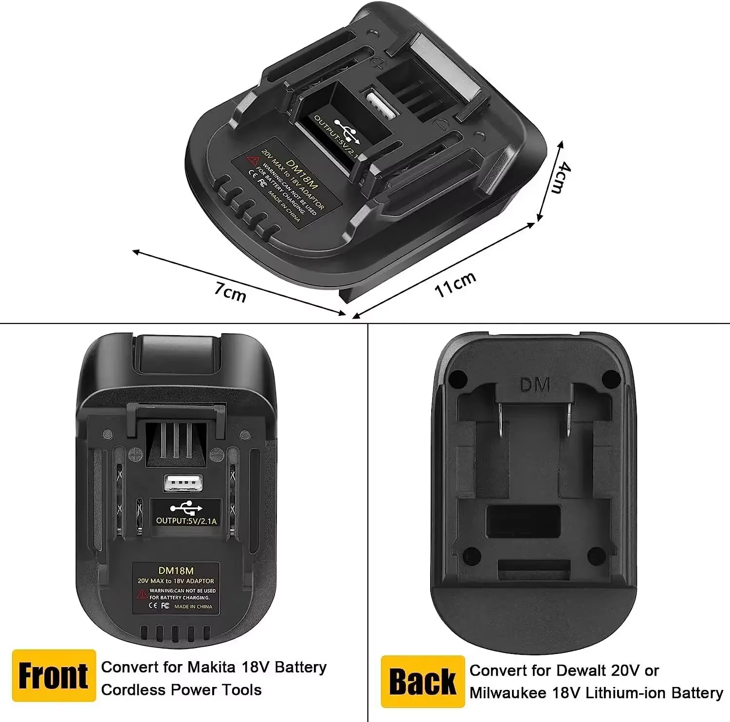 Adaptateur de convertisseur de batterie DM18M pour Milwaukee 18V pour batterie Li-ion Dewalt 20V, co