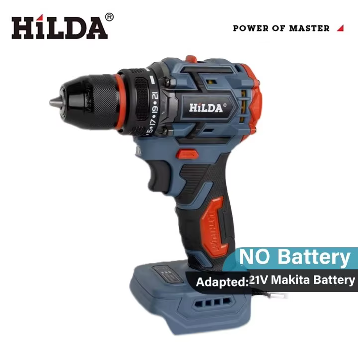 HILDA perceuse électrique professionnelle sans fil, outil nu Portable sans balais, ergonomique et Du