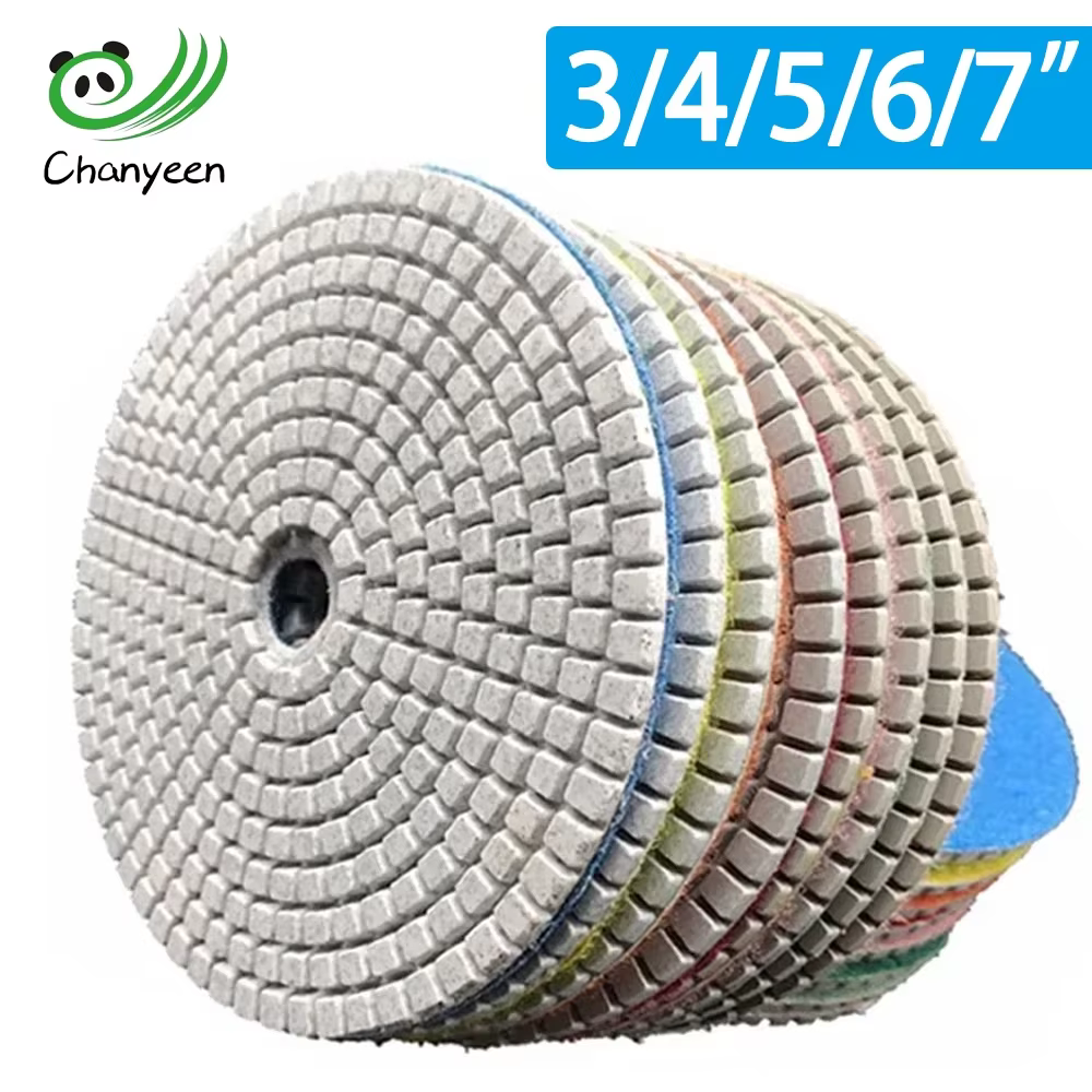 Tampons de polissage diamant 3/4/5/6/7 pouces, disque de polissage sec/humide abrasif pour le ponçag