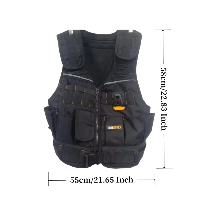 Gilet de travail TOOLSTACK TSK-62, vêtement de travail, gilet de sécurité, multi-poches, veste à fer