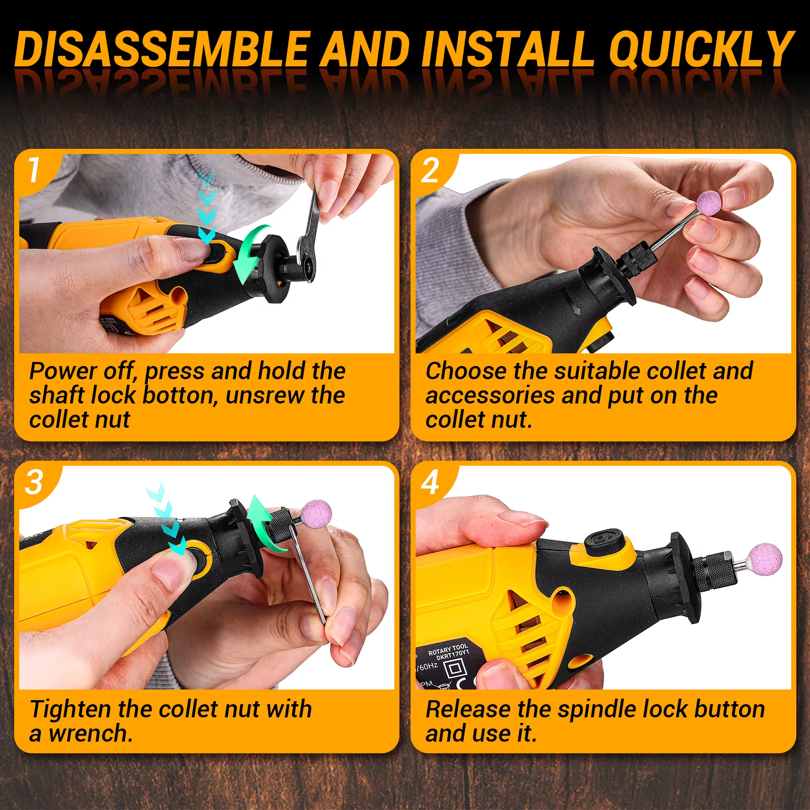 DEKO 220v Kit d'outils rotatifs électriques outils rotatifs à main Mini pour bois/métal, meuleuse él