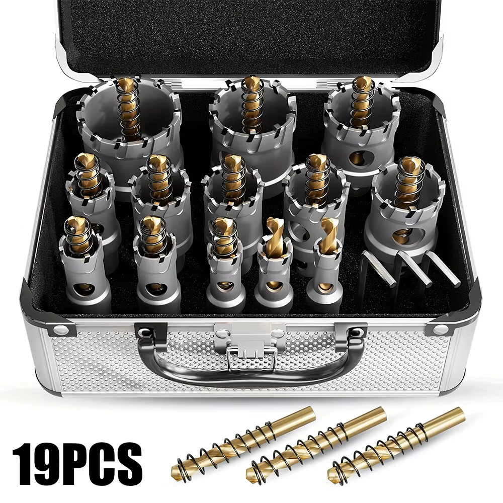 Jeu de scies cloches professionnelles 19 pièces 13-54 mm, forets à pointe carbure pour le perçage de