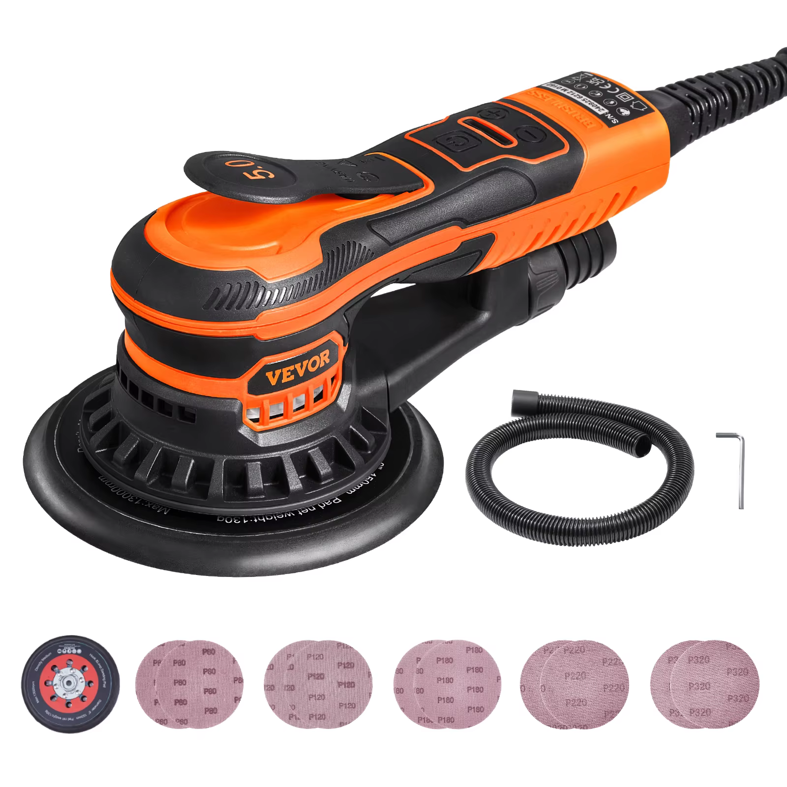SucceBuy ponceuse orbitale aléatoire 350W sans brosse 10000 PRM 6 ponceuse orbitale électrique à vit