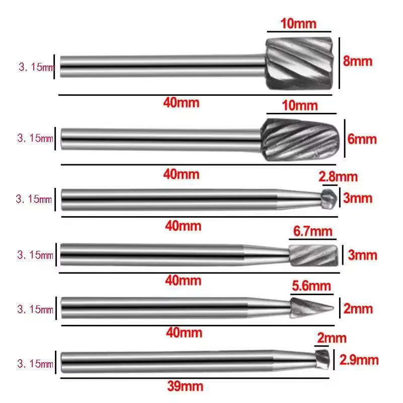 Lime rotative en alliage d'acier au tungstène, tête de meulage électrique, fraise à Double grain pou