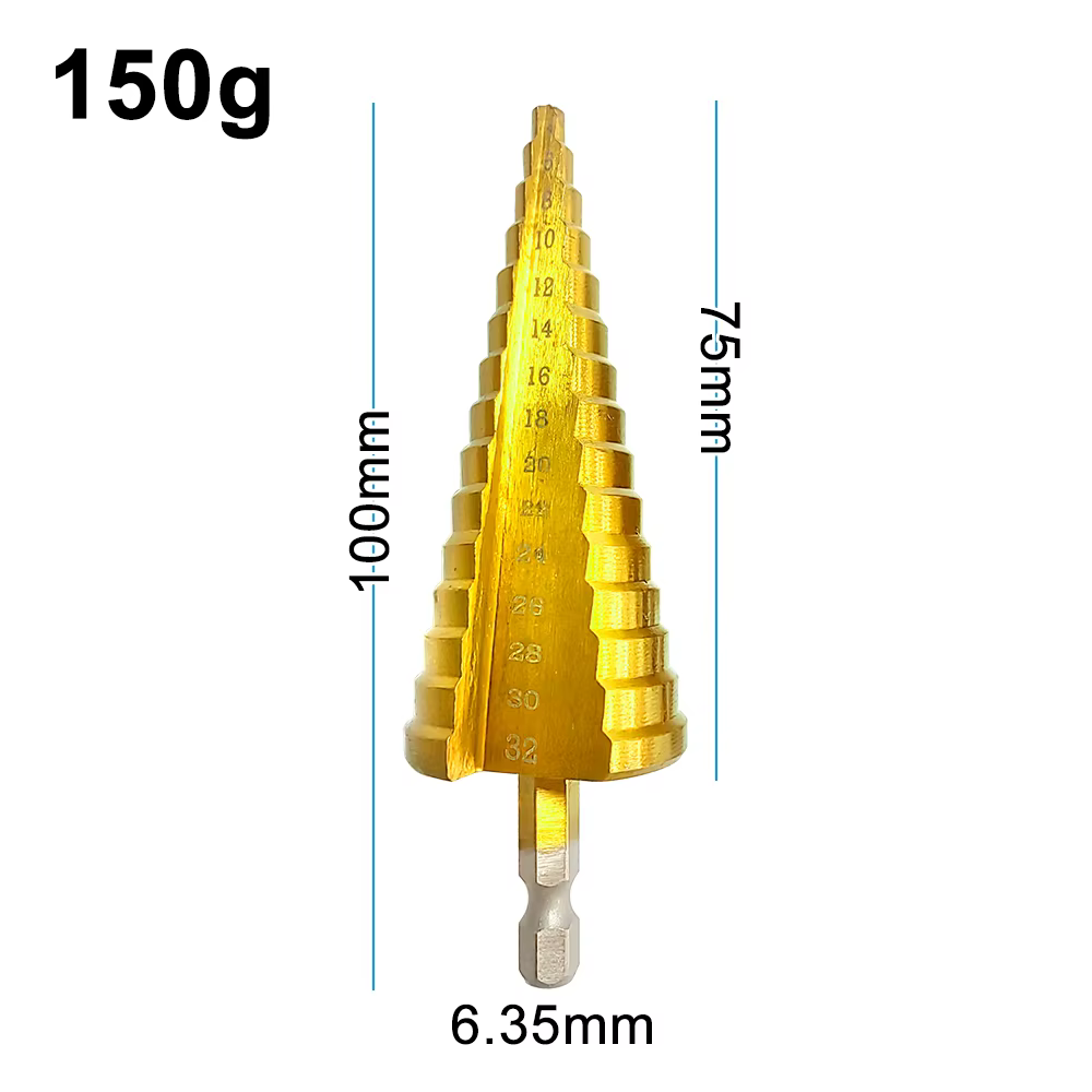 1PC titane plaqué Hexagonal rainure droite étape perceuse 4-32mm alésage pagode foret trou ouverture