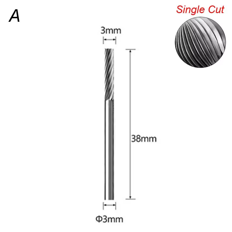 Fraises en carbure monobloc pour dessin à tige de 3mm 1/8, pour outil Dremel, fraise, outil rotatif,