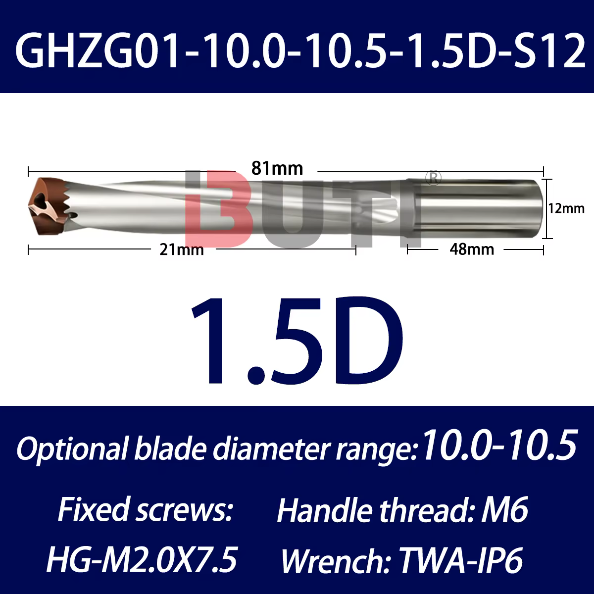 GHZH01 100-105-1.5D12S0 perceuse à couronne 1.5 fois 3 fois 5 fois perceuse Violente étendue interne