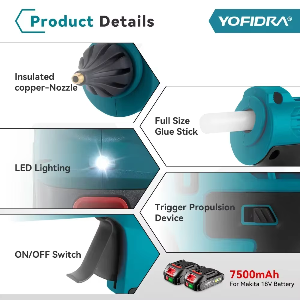 Yofidra 100W 260 ° Pistolet à colle chaude haute température pour bricolage outil de réparation de