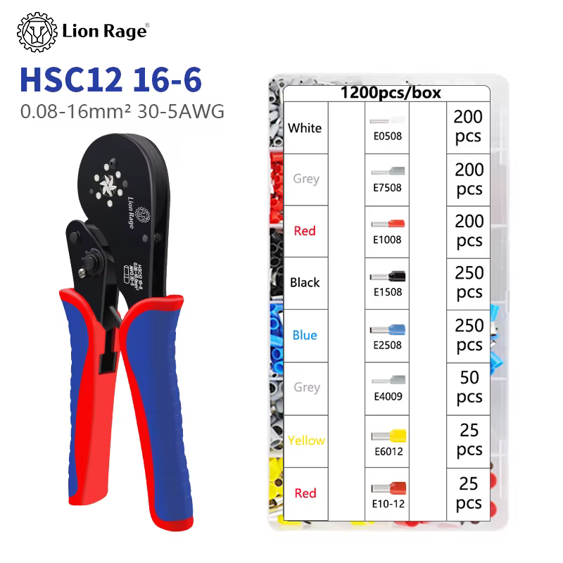 Outil de sertissage de bornes tubulaires, petites pinces HSC12 16-6, kit de fixation électrique de p