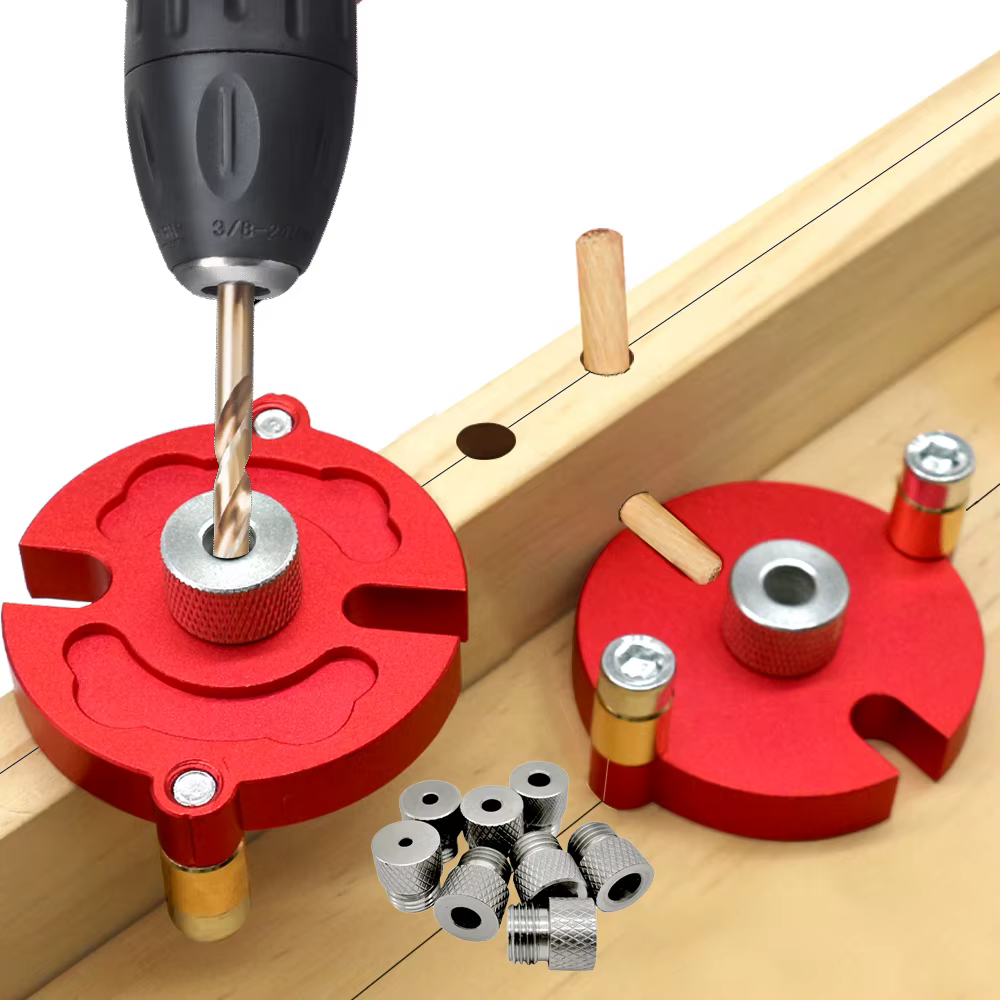 Kit de gabarit de cheville à centrage automatique pour le travail du bois avec bague en acier de 3 à