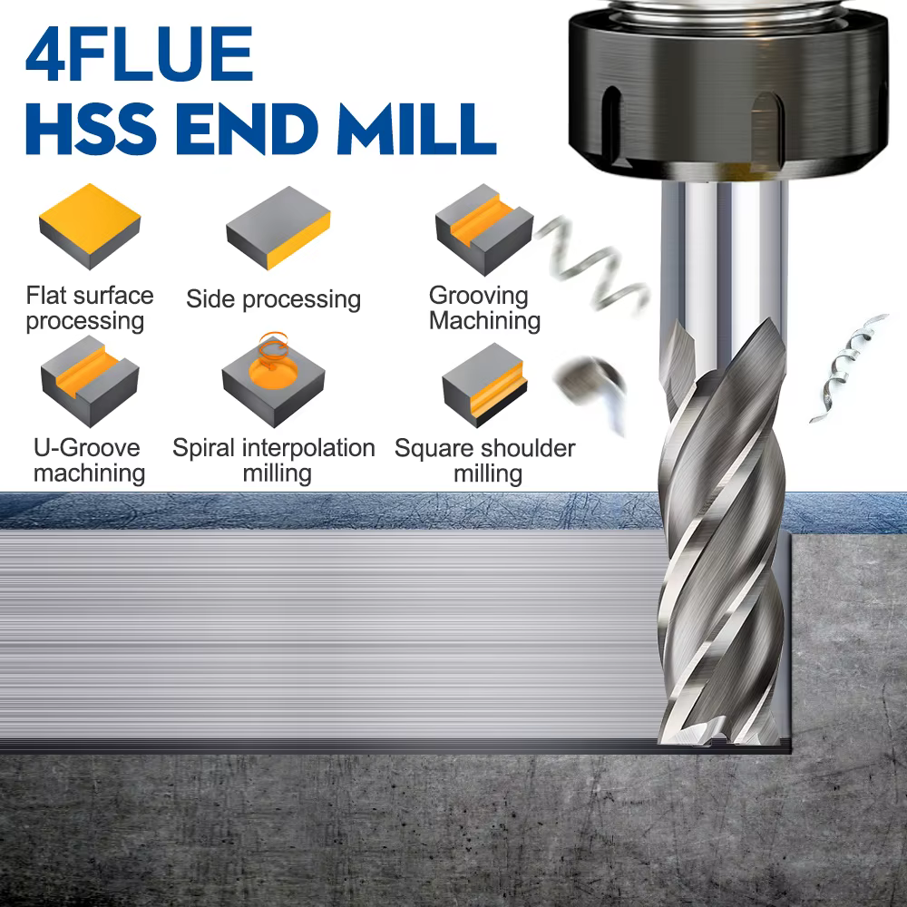 XCAN HSS fraise 4 cannelures fraise 1.5-13mm pour CNC Machine outils de fraisage routeur peu métal c