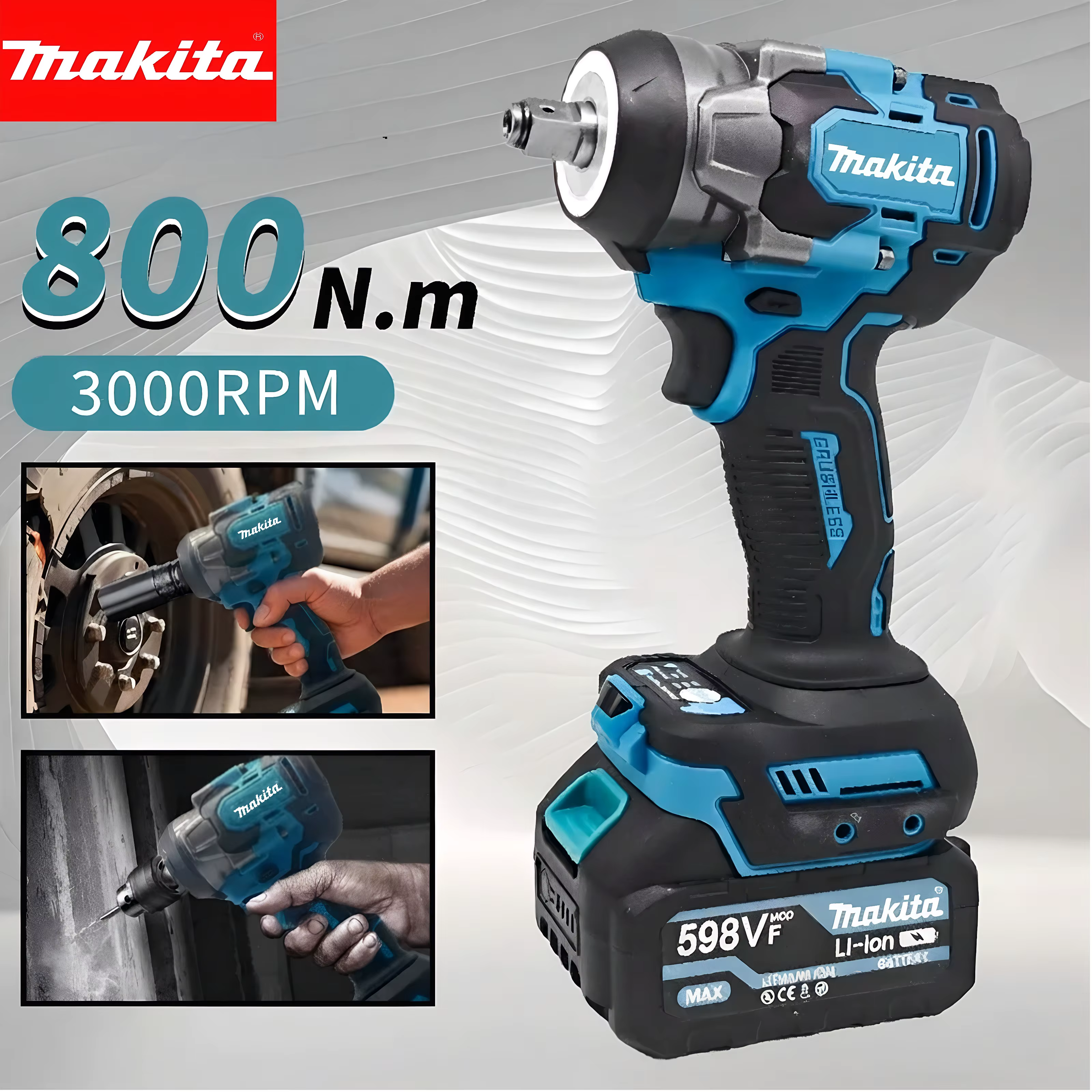 Makita 800Nm clé à chocs sans fil 18V outil électrique à couple élevé pour la Construction en acier 