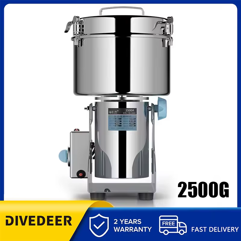 DIVEDEER 2500G électrique Grains épices Hebals céréales café aliments secs broyeur moulin rectifieus