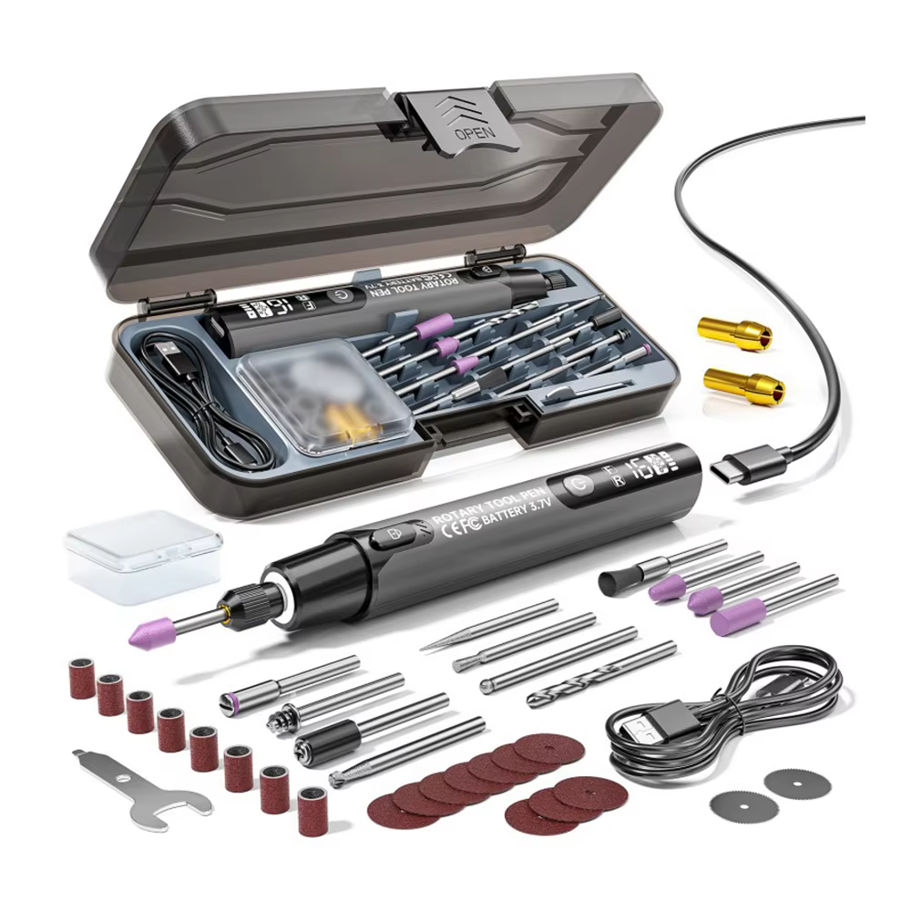Mini perceuse électrique numérique 16000 tr/min, outil rotatif sans fil avec lumière LED, stylo de g